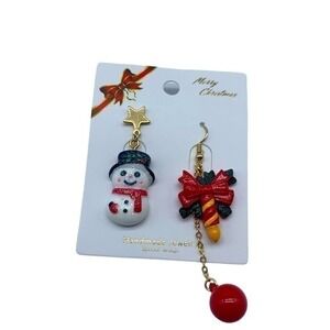 New Christmas snowman & dangling ornament earrings